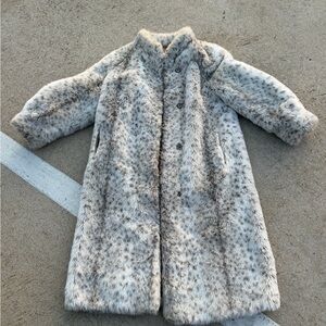Women’s Dalmatian Faux Fur Long Coat - Plush Winter Jacket CRUELLA